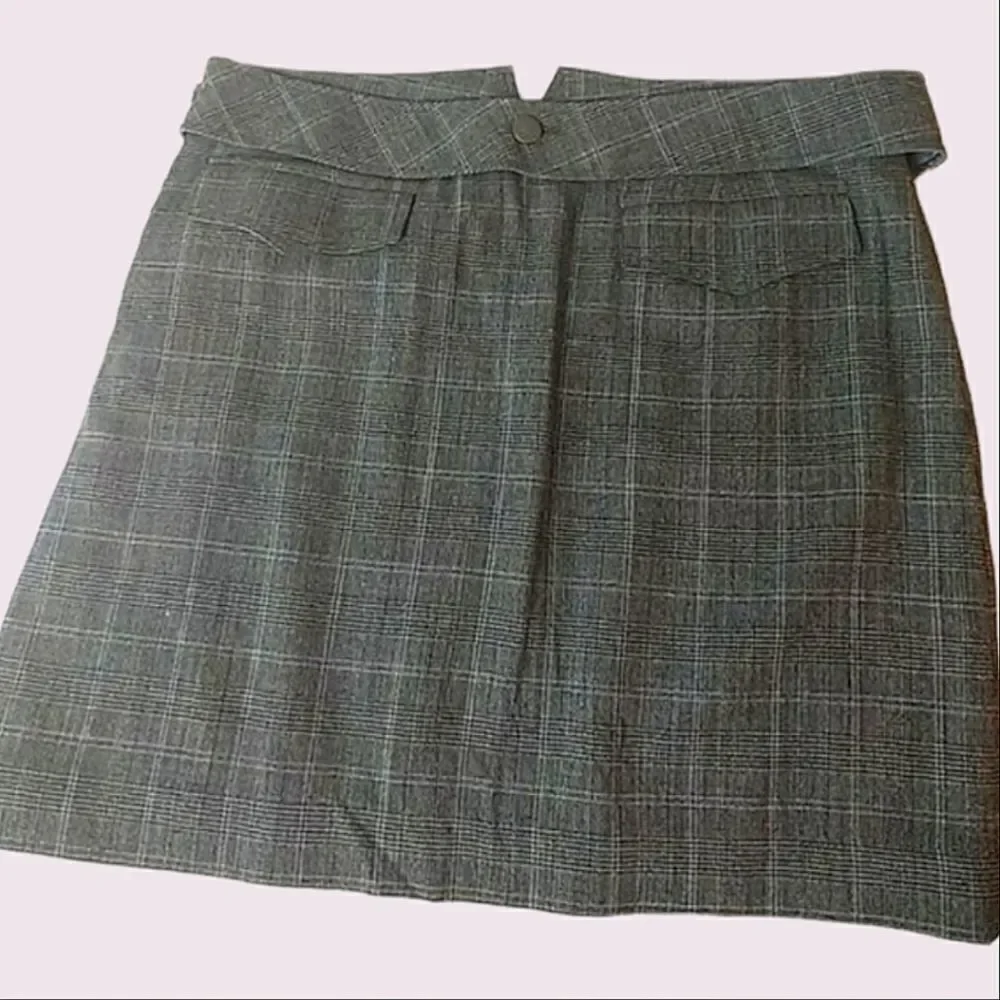 ElieTahari Vintage Wool Plaid Belted Short  Skirt size 10